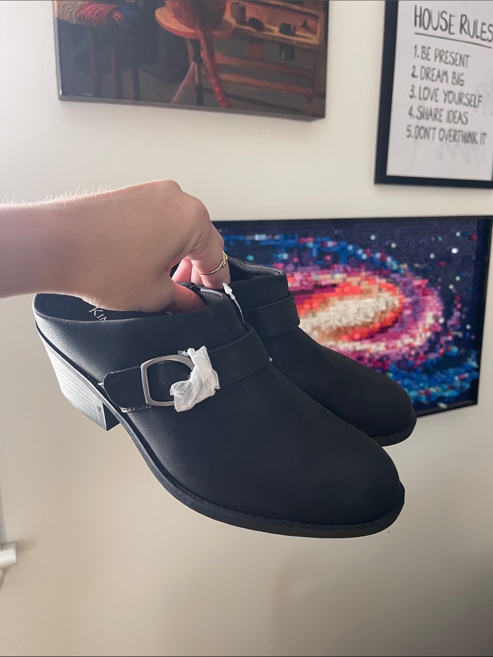 Kim Rogers Black Slip-On Mule Clogs with Buckle